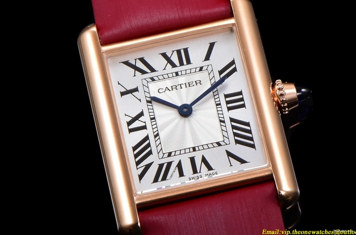 25.5mm F1F White RG Red Dial Quartz - SA Louis Cartier Tank 0106